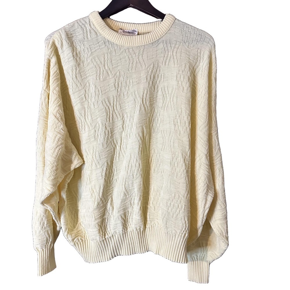 Aristocrat Vintage Light Yellow Textured Acrylic Crewneck Sweater Sz XXL